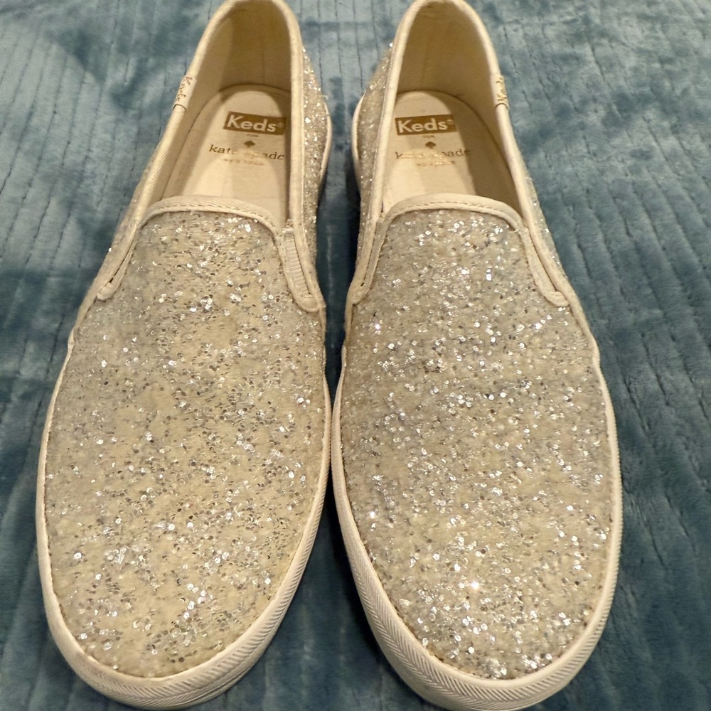 Keds for Kate Spade Sparkle Slip-On Sneakers - Silver and Cream